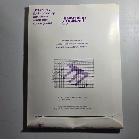 Strawbridge & Clothier Ultra Sheer Control Top Pantyhose Sandalfoot Navy Size C - Picture 4 of 4